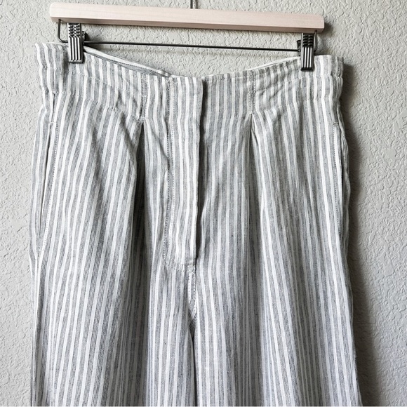NWT Max Studio Striped Linen Wide Leg Pants White Black - Picture 4 of 8
